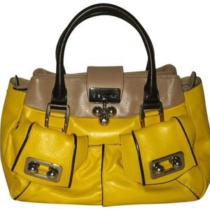 Céline Blossom Yellow/Beige/Brown Leather Satchel